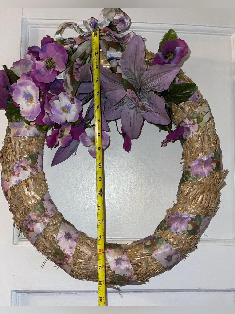 Purple Floral Home Holiday 18 Inch Wreath
